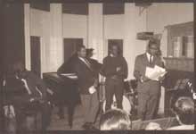 Makanda Ken Mcintyre, Marion Brown, and others teaching at the Jazz Interaction Workshop for Young Musicians, NYC, circa 1967, photo by Raymond Ross
